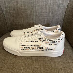 Vans Ward Pride Love Wins White Glitter Shoes Size 9.5 W, 8 M NWOT MSRP $80